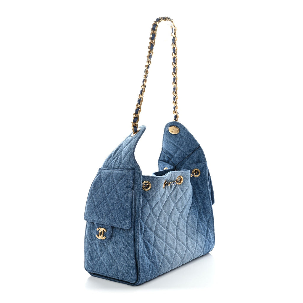 Chanel Washed Denim Quilted Small Chanel 25 Handbag Blue