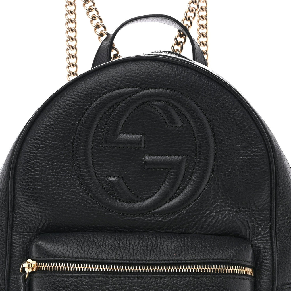 Gucci Pebbled Calfskin Soho Chain Backpack Black