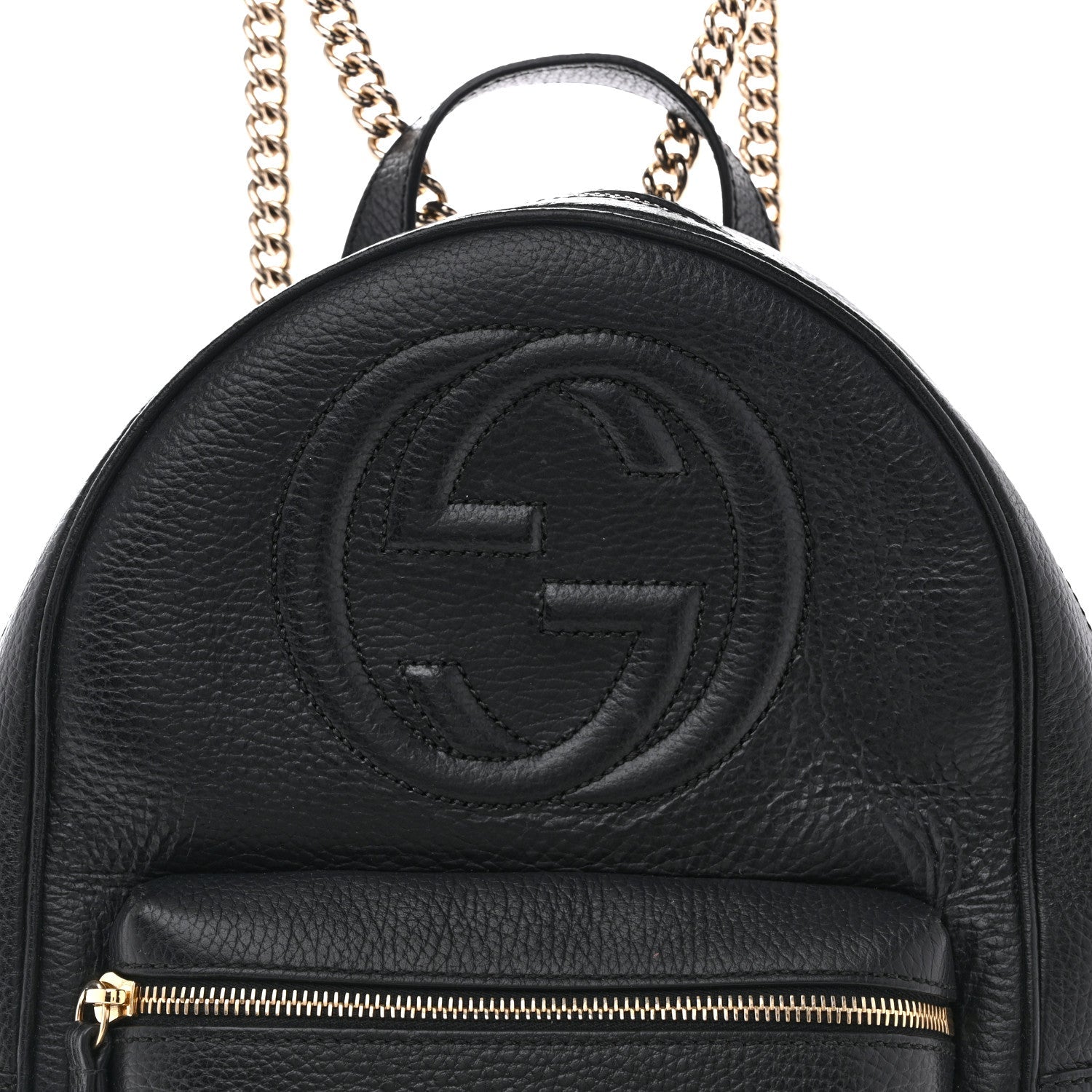 Gucci Pebbled Calfskin Soho Chain Backpack Black