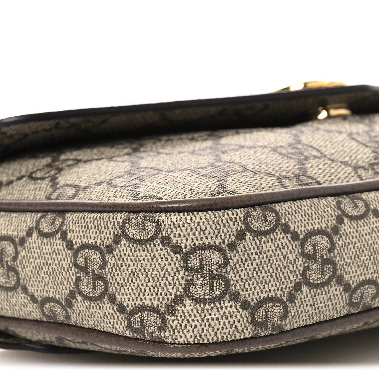 Gucci GG Supreme Monogram Textured Dollar Calfskin Web Mini Ophidia Envelope Shoulder Bag Beige Ebony