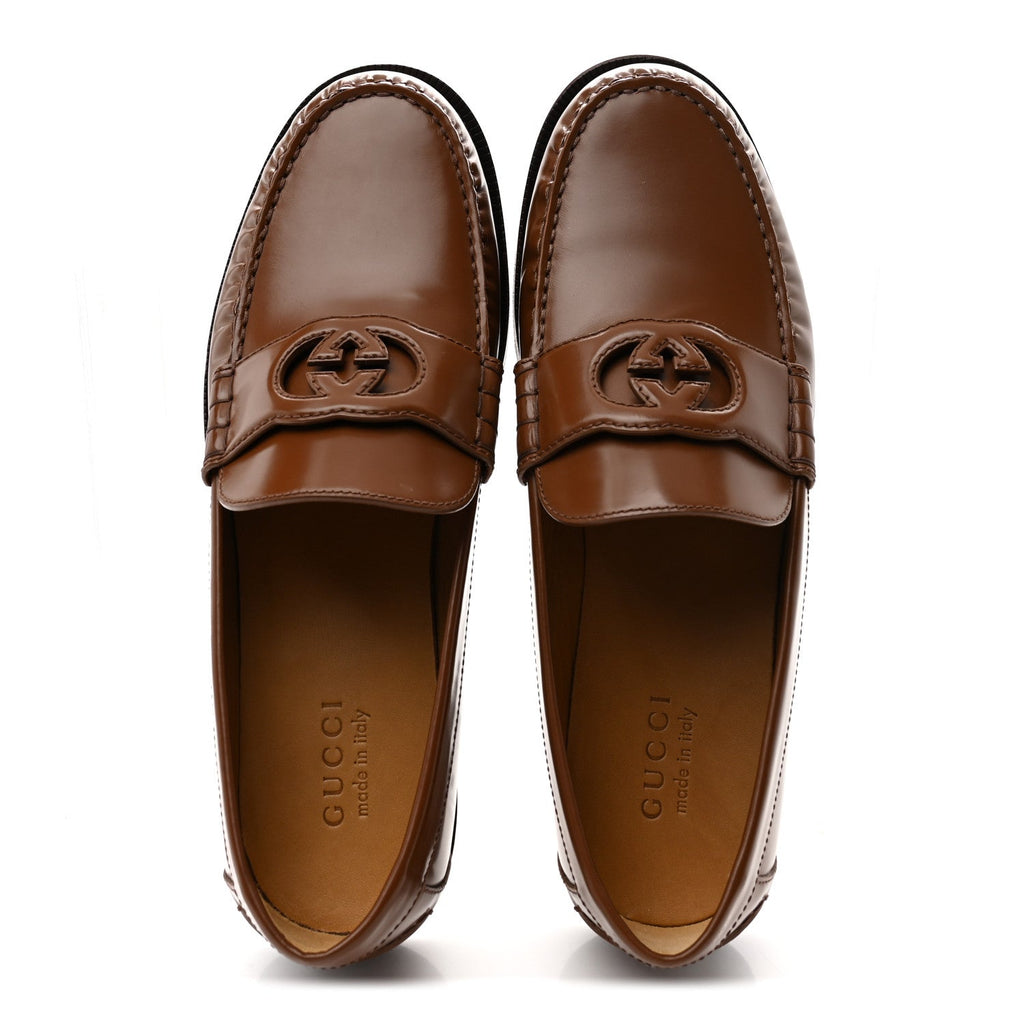 Gucci Calfskin Mens Interlocking G Millennial Ribot Loafers 11 Cuir