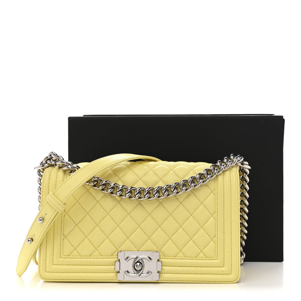 Chanel Caviar Quilted Medium Boy Flap Yellow