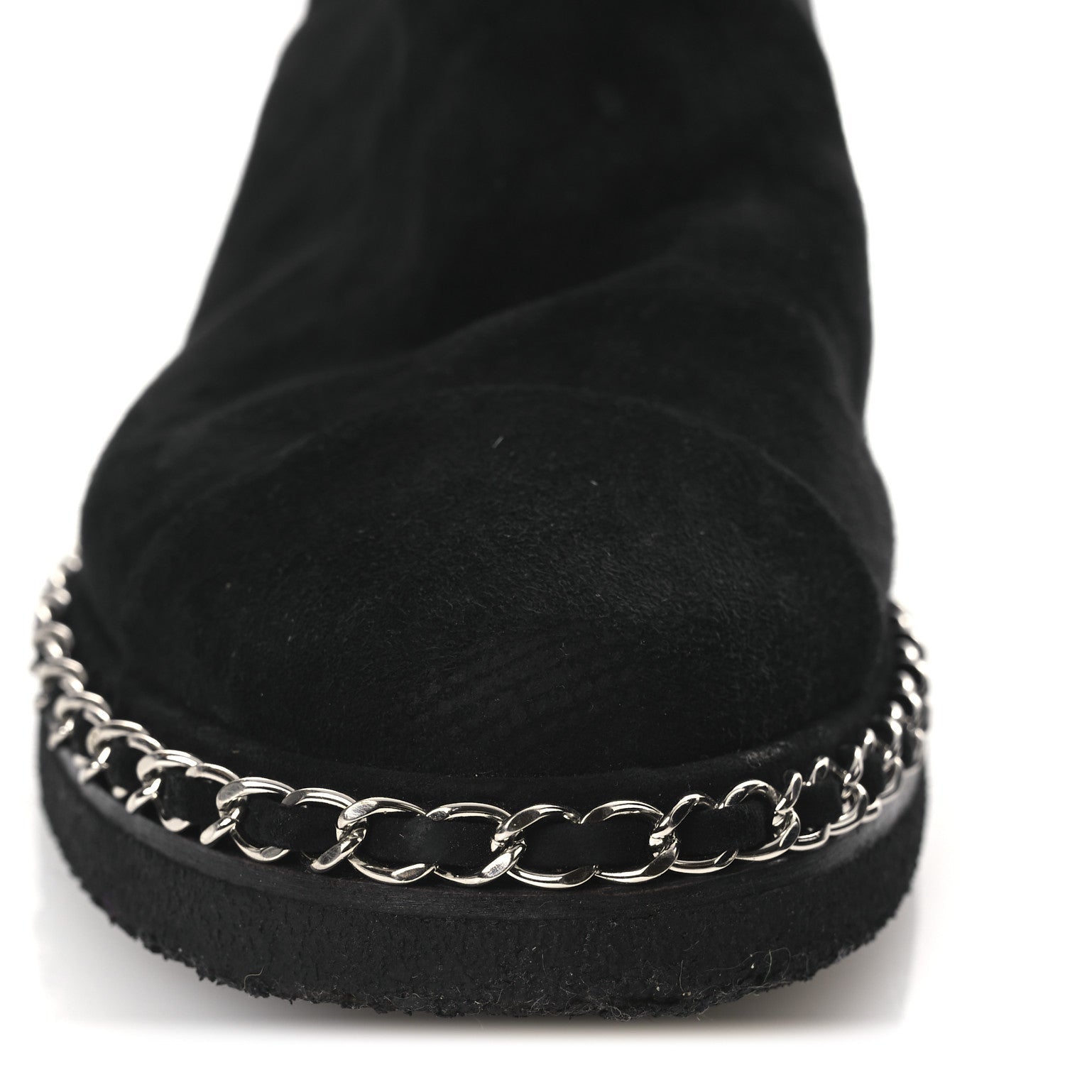 Kid Suede Shearling Womens Cap Toe Chain Short Boots 38 Black