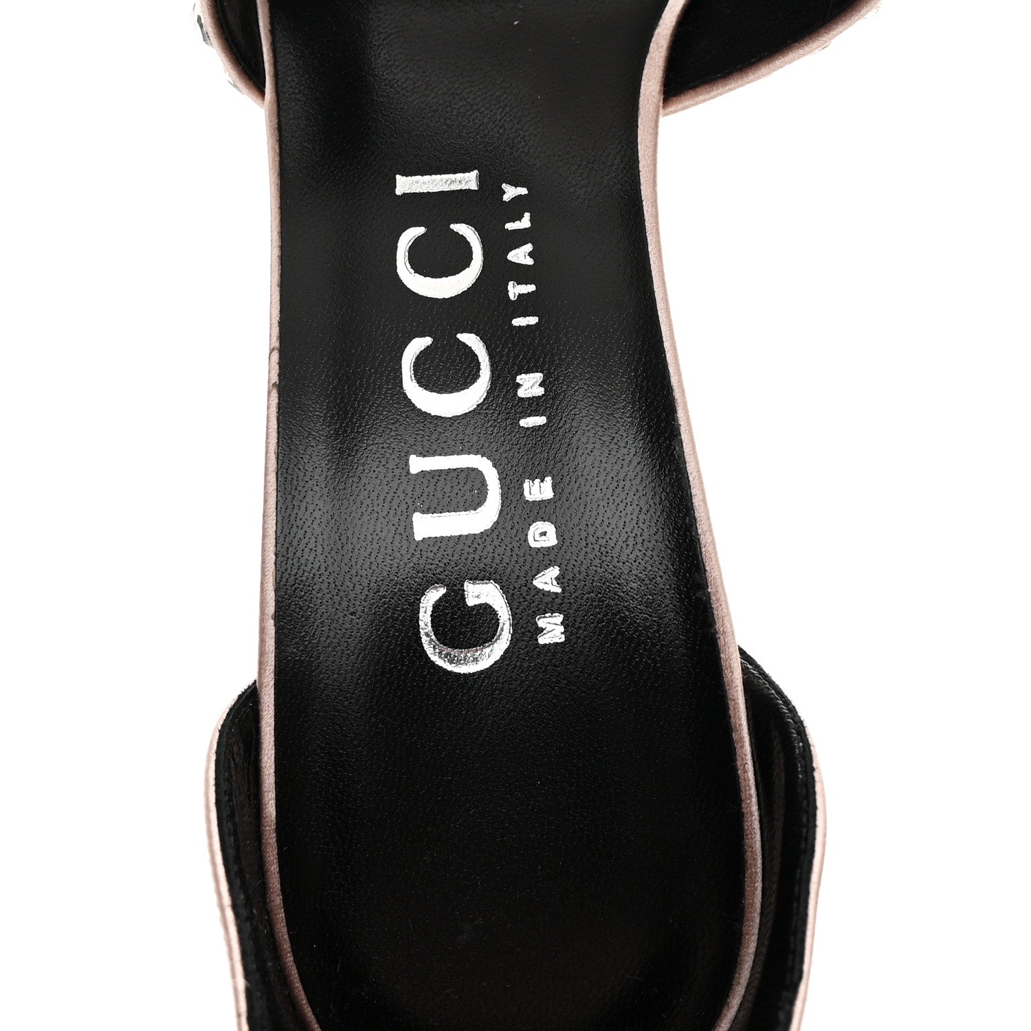 Gucci Satin Crystal Ankle Strap Sandal Pumps 39.5 Skin Rose