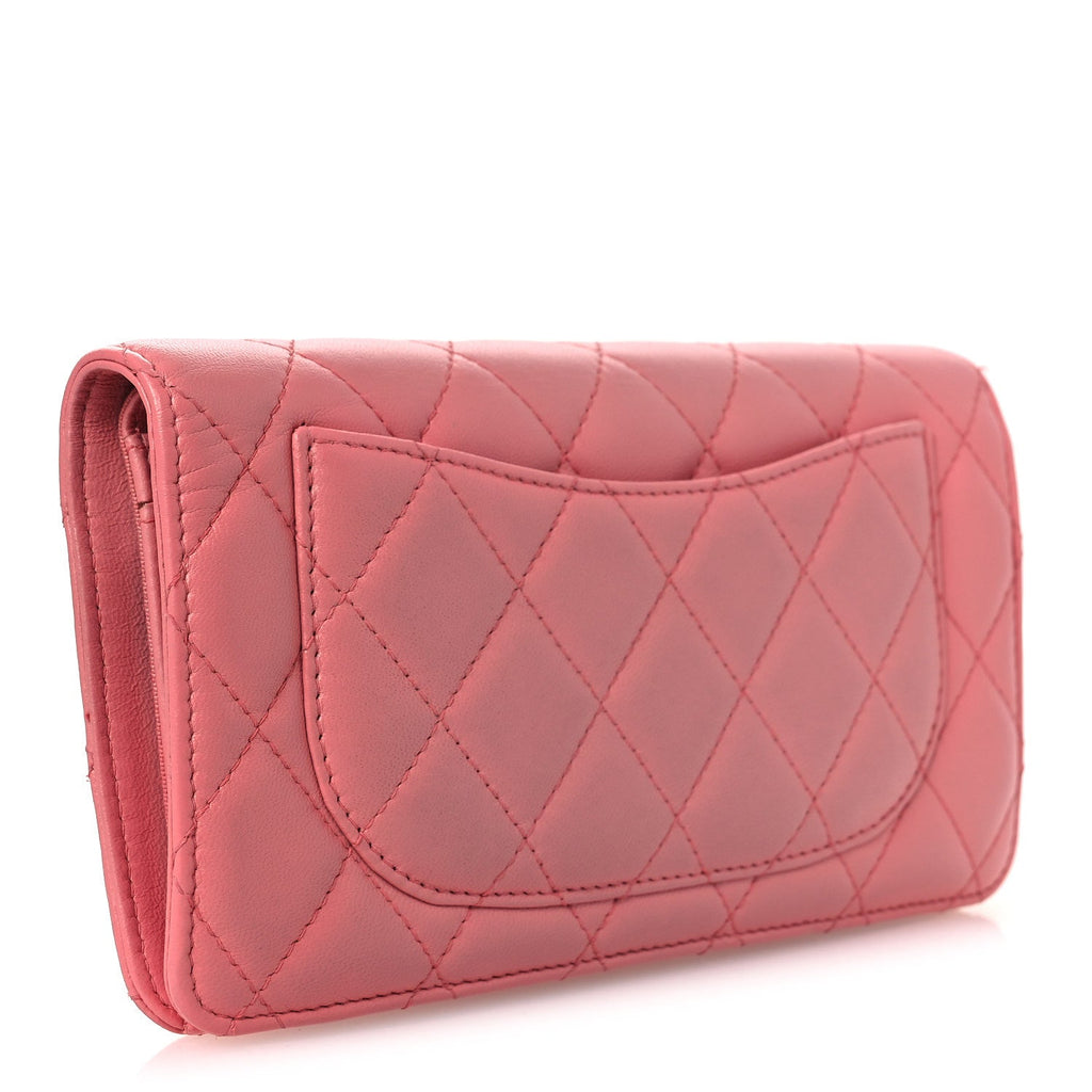Lambskin Quilted Yen Wallet Pink