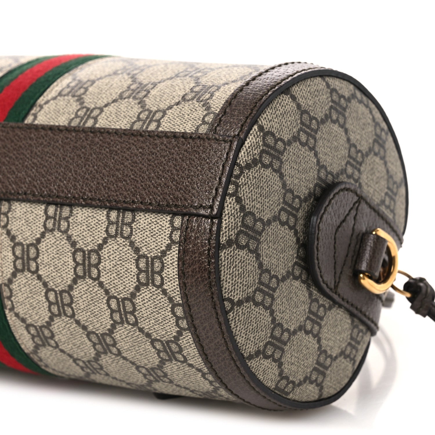Gucci X BALENCIAGA BB Supreme Monogram Web Small Ophidia Boston Bag Beige New Acero