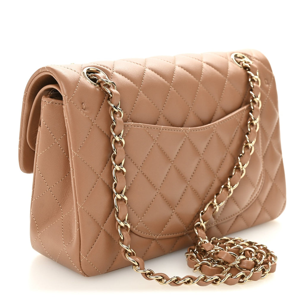 Chanel Lambskin Quilted Small Double Flap Brown
