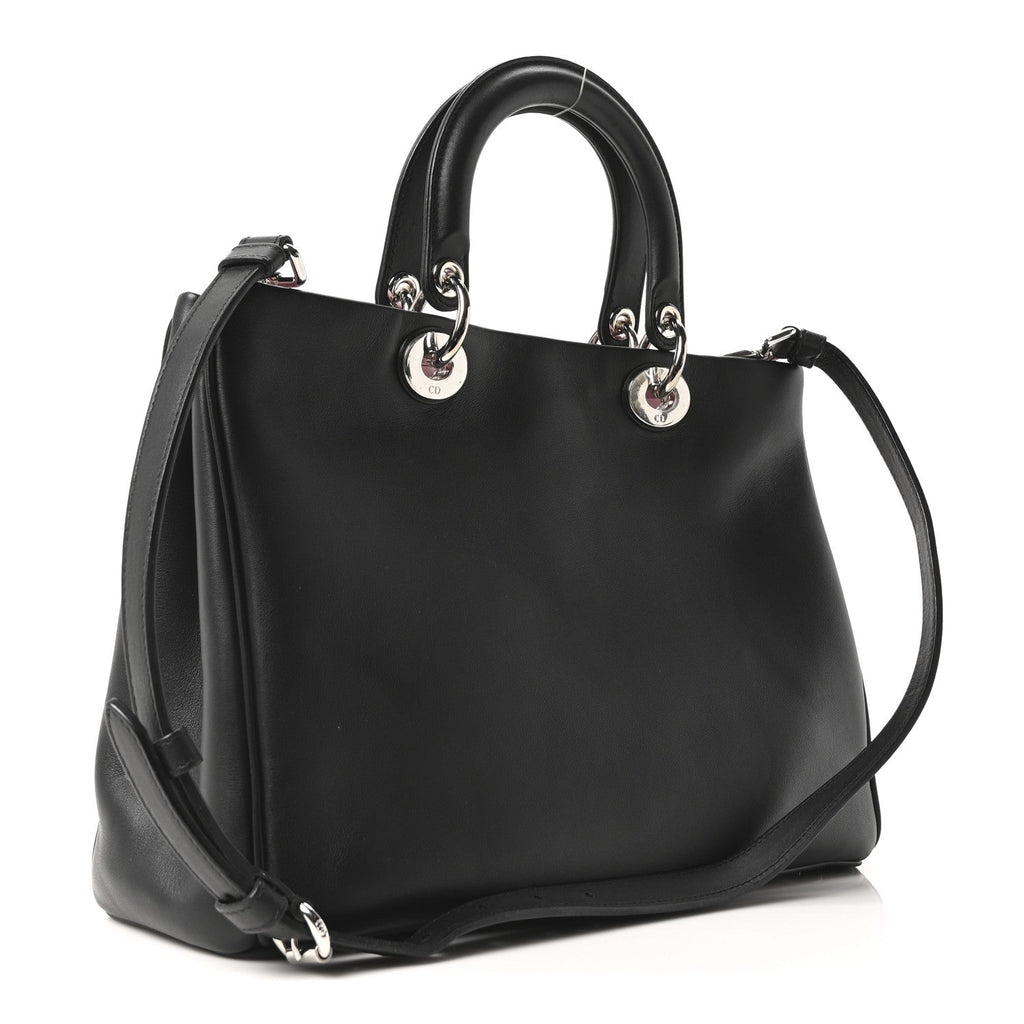Christian Dior Smooth Calfskin Sequin Houndstooth Embroidered Medium Diorissimo Black