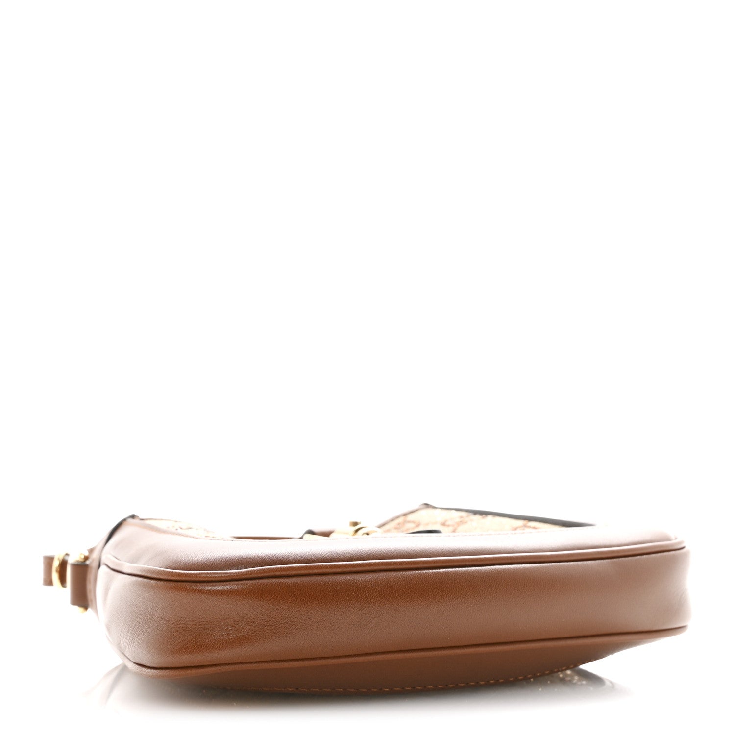 Gucci New Canvas Charisma Calfskin Crystal GG Monogram Mini Jackie 1961 Hobo Camel Ebony