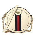 Gucci Textured Calfskin Web Mini Ophidia Round Shoulder Bag Mystic White