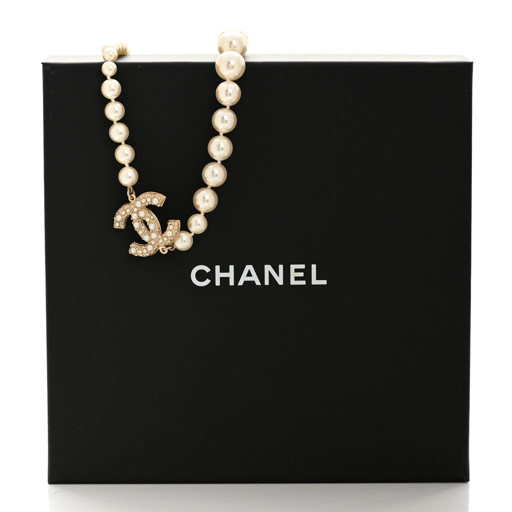Pearl CC 100th Anniversary Necklace Light Gold