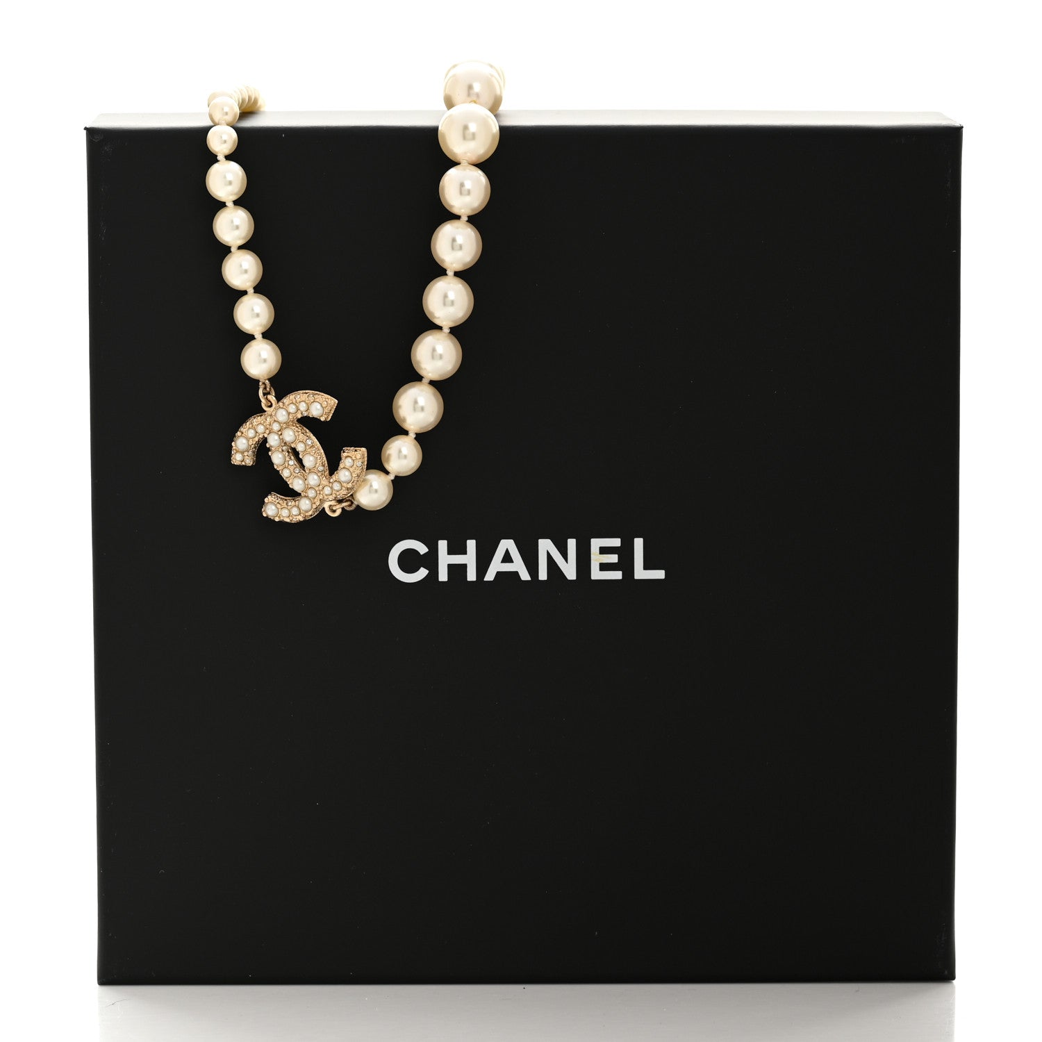 Pearl CC 100th Anniversary Necklace Light Gold
