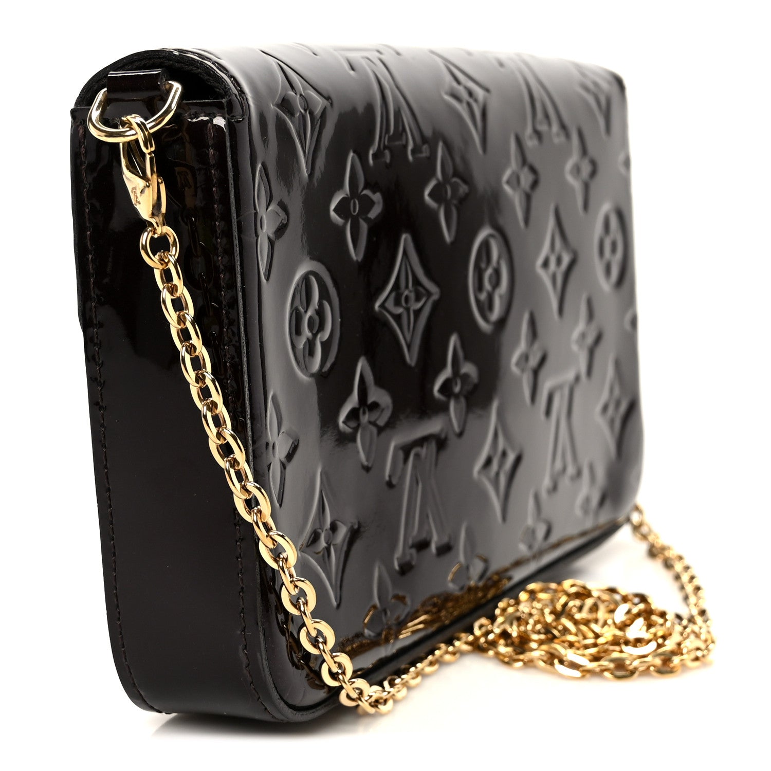 Louis Vuitton Vernis Pochette Felicie Chain Wallet Amarante