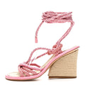 Louis Vuitton Fabric Maia Rope Wedge Sandal 37.5 Rose Clair