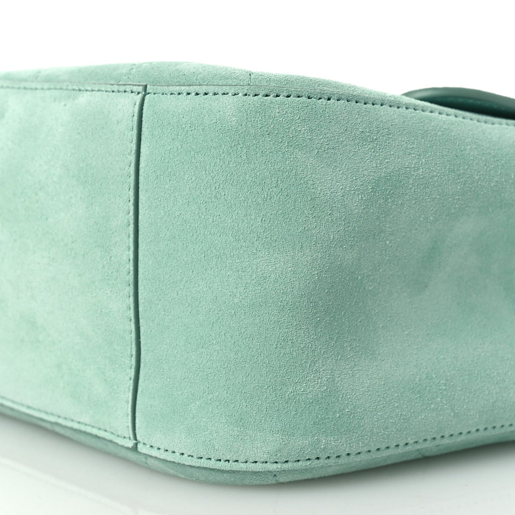 Chanel Suede Calfskin Small Souplissimo Maxi Flap Green