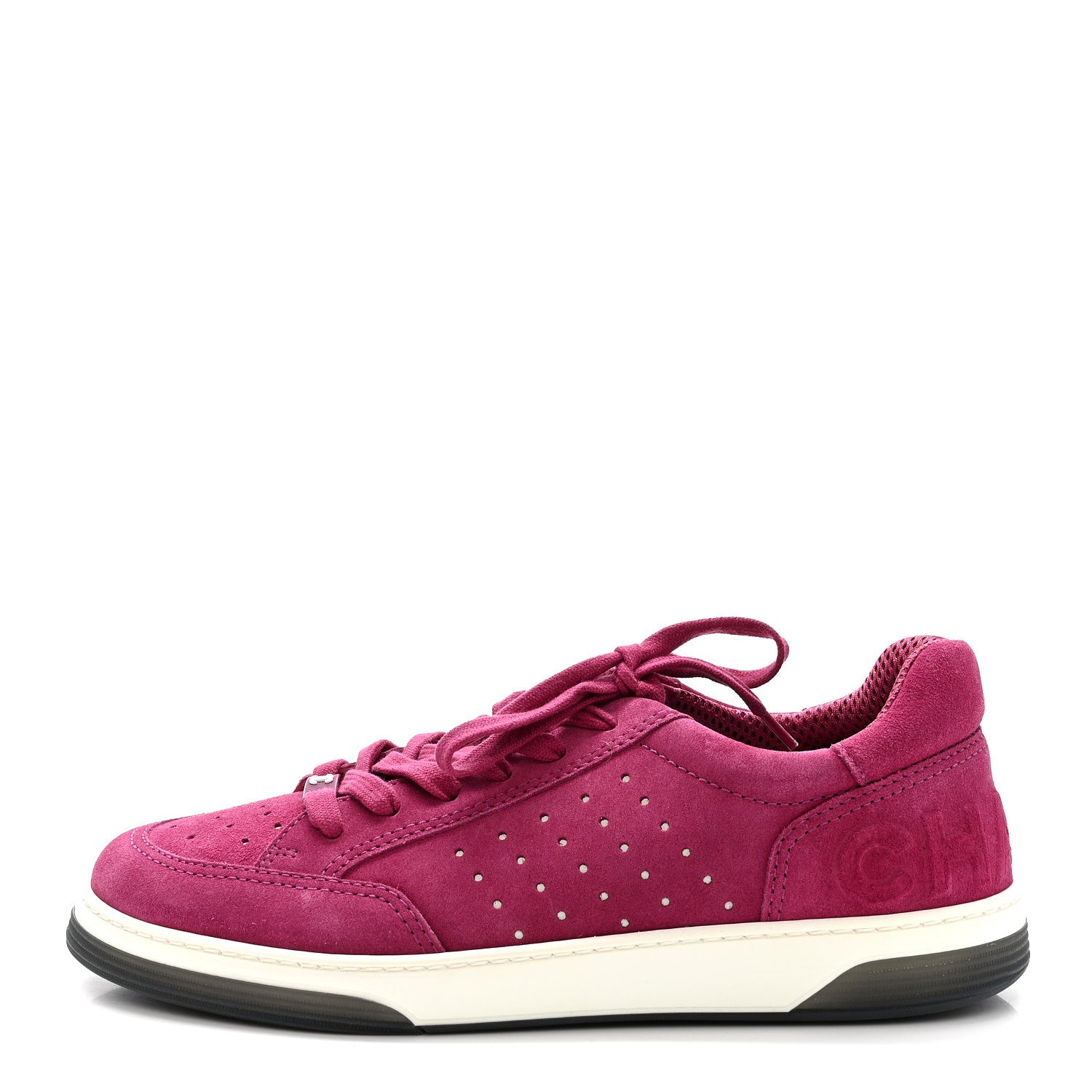 Chanel Suede Calfskin Logo Sneakers 41 Dark Pink