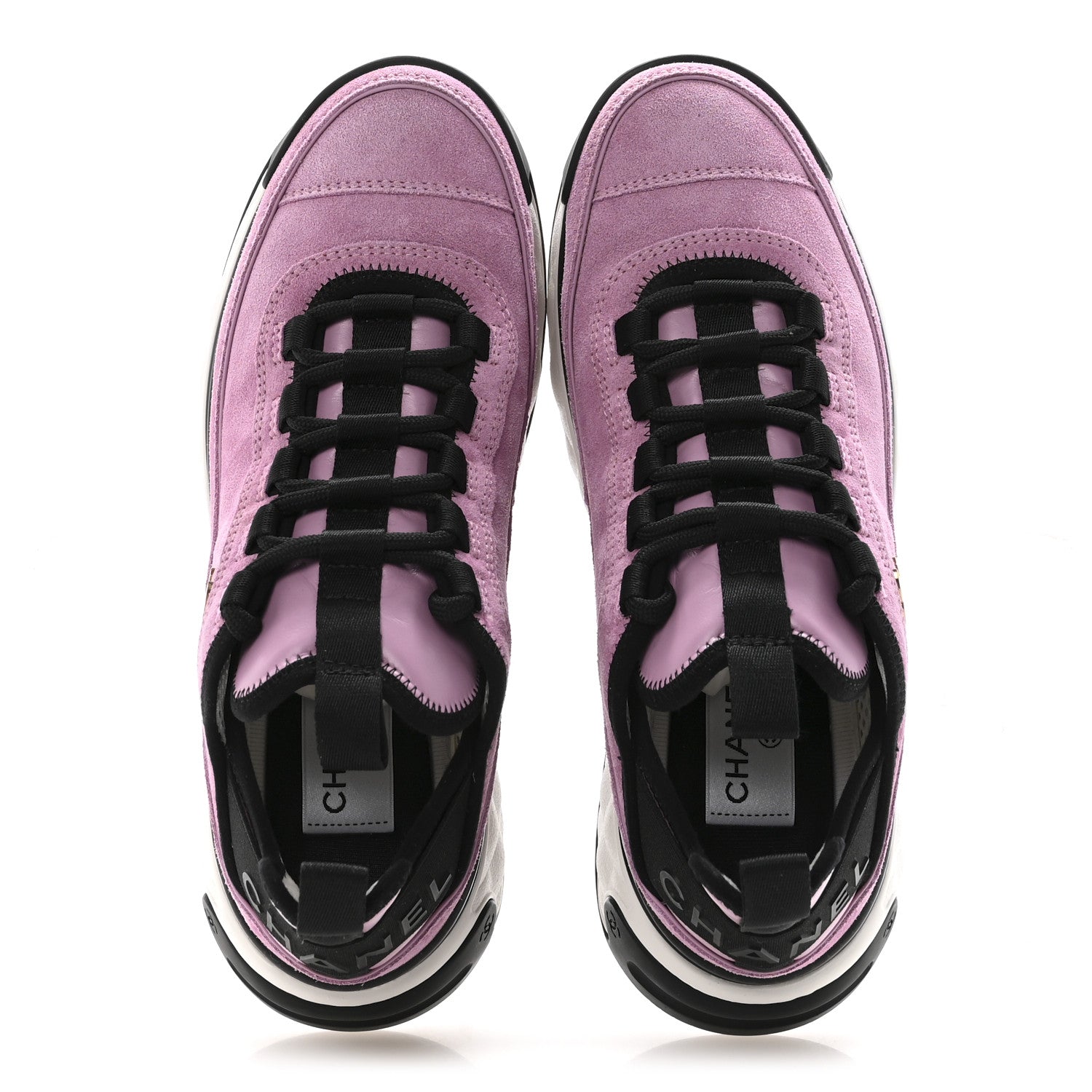 Chanel Suede Calfskin Nylon Grosgrain CC Sneakers 36.5 Dark Pink