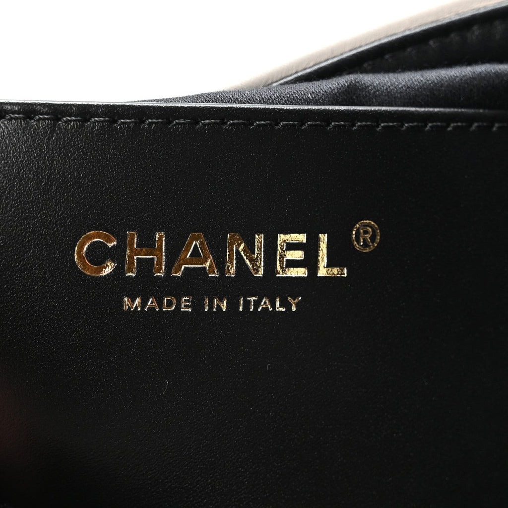 Chanel Braided Raffia Calfskin Small Chanel 25 Handbag Black White