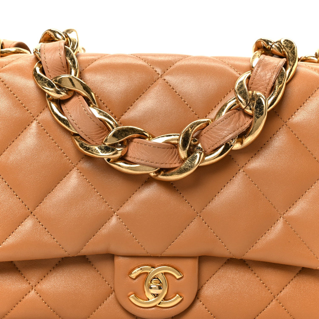 Chanel Lambskin Quilted Large CC Funky Town Flap Beige