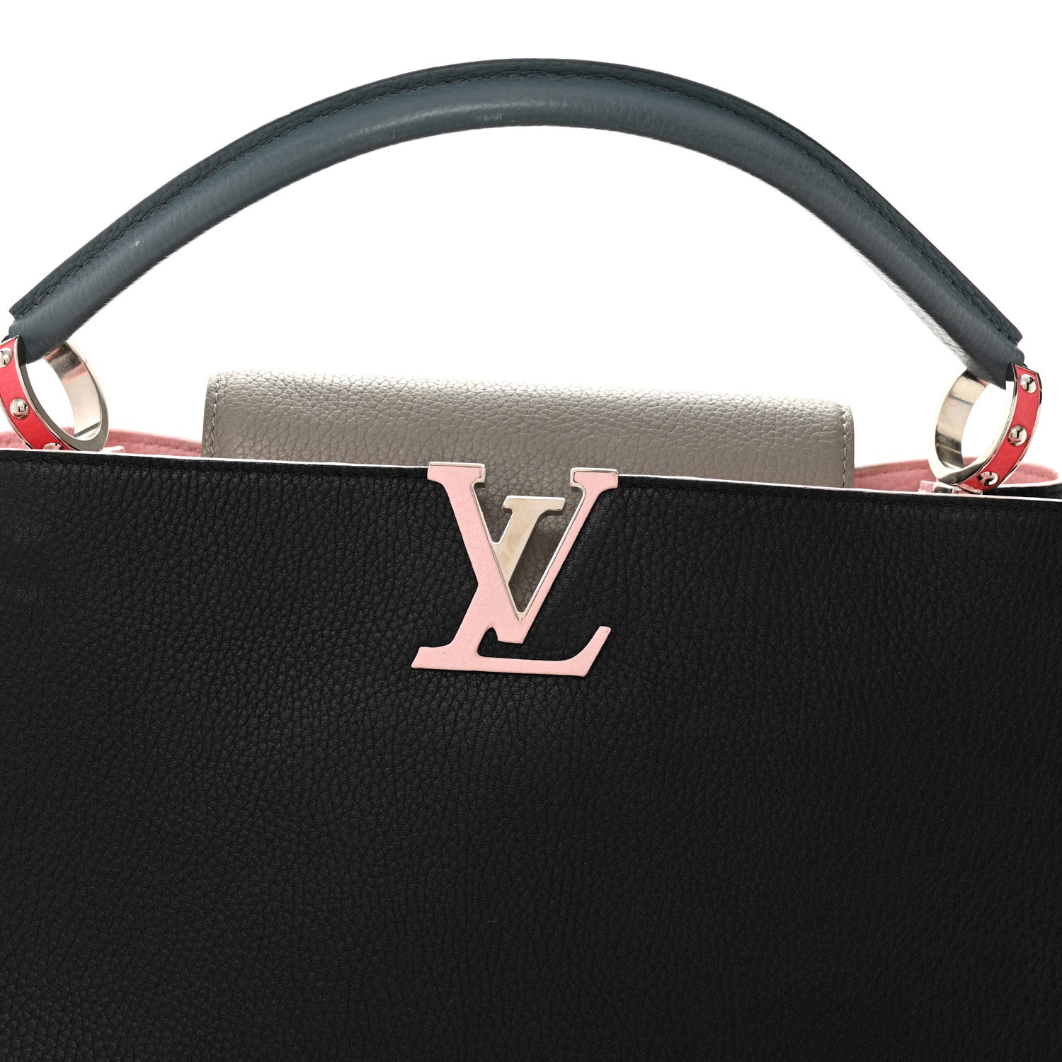 Louis Vuitton Taurillon Capucines MM Black General Blue Pink