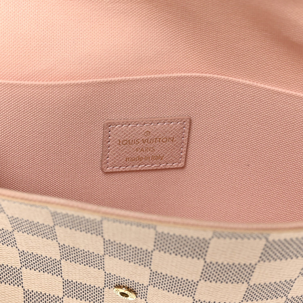 Louis Vuitton Damier Azur Pochette Felicie Chain Wallet Rose Ballerine