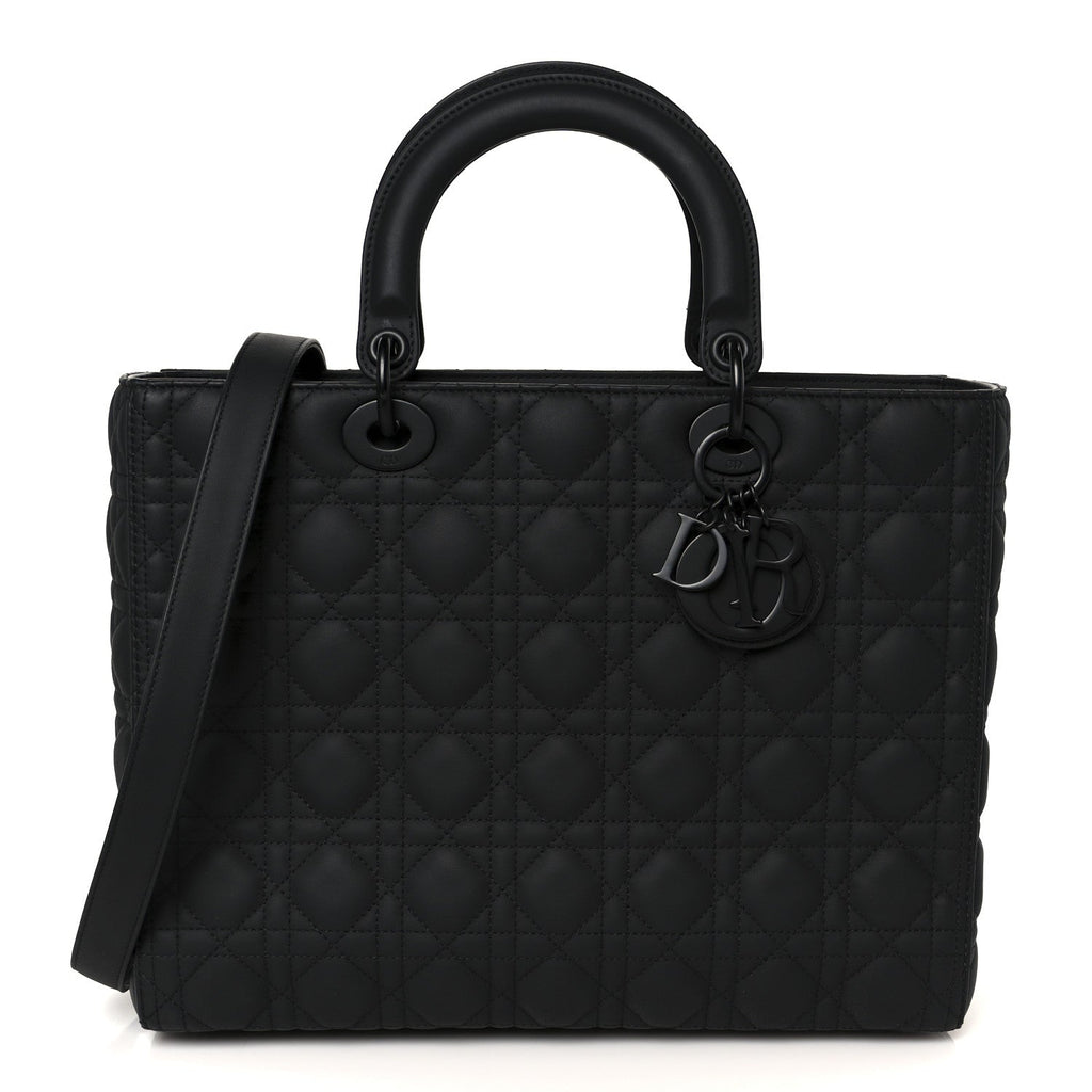 Christian Dior Ultra Matte Calfskin Cannage Large Lady Dior Black