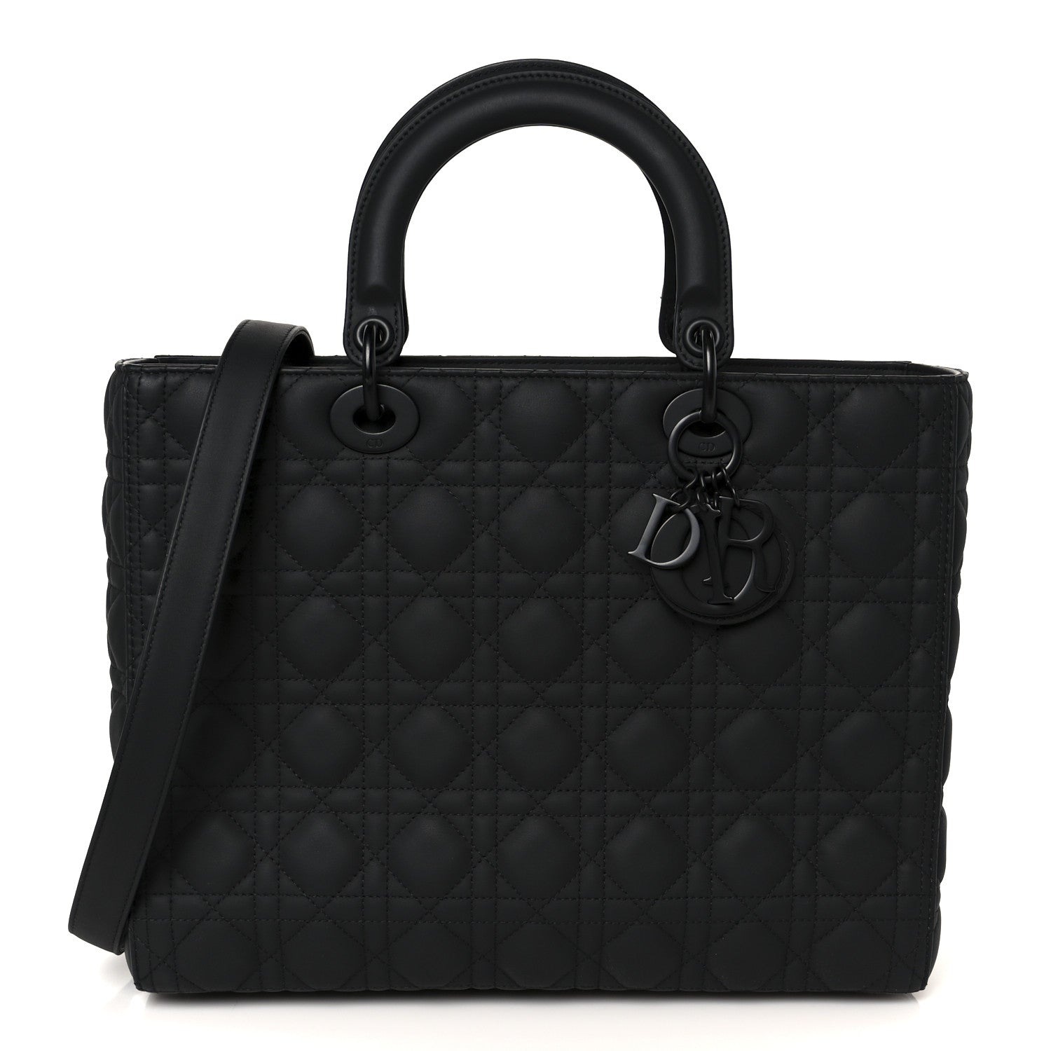 Christian Dior Ultra Matte Calfskin Cannage Large Lady Dior Black