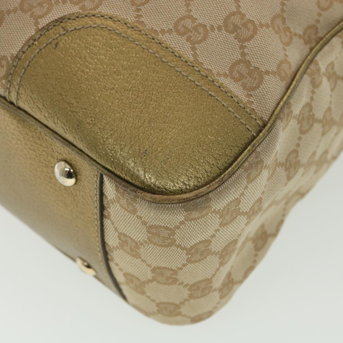 GUCCI GG Canvas Shoulder Bag Beige Gold 163805  38395