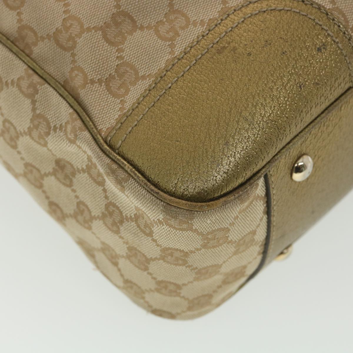 GUCCI GG Canvas Shoulder Bag Beige Gold 163805  38395