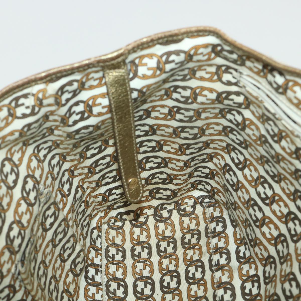 GUCCI GG Canvas Shoulder Bag Beige Gold 163805  38395