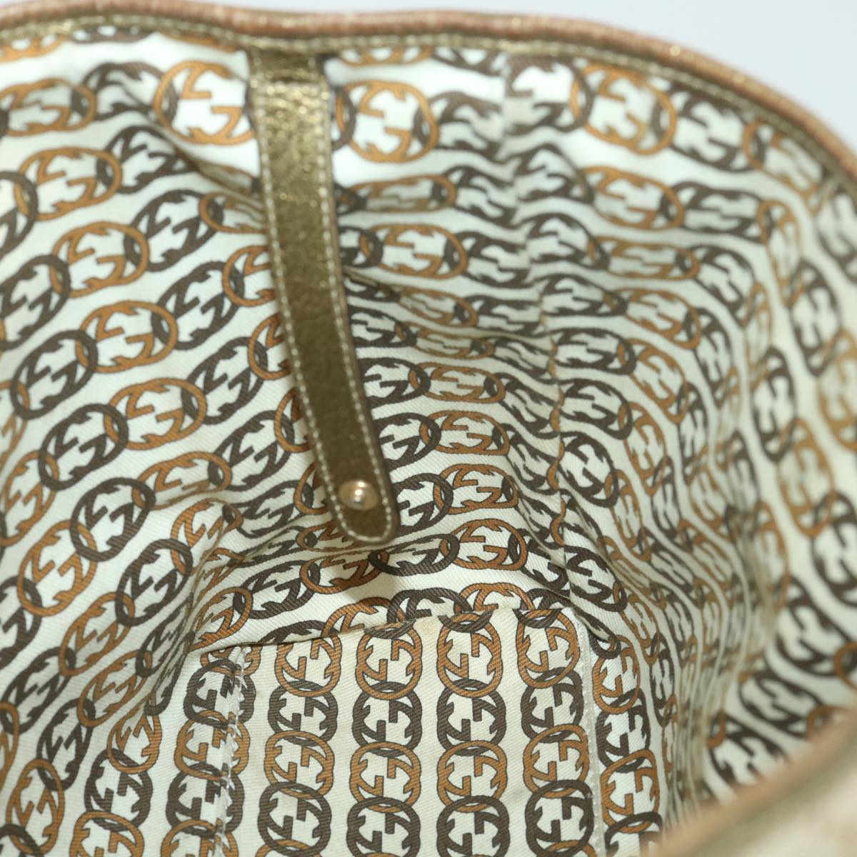 GUCCI GG Canvas Shoulder Bag Beige Gold 163805  38395