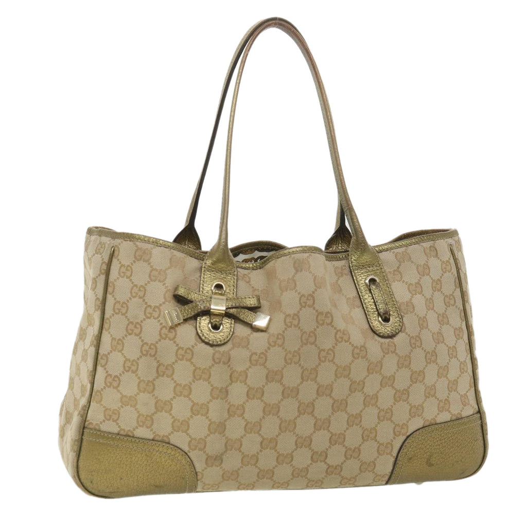 GUCCI GG Canvas Shoulder Bag Beige Gold 163805  38395