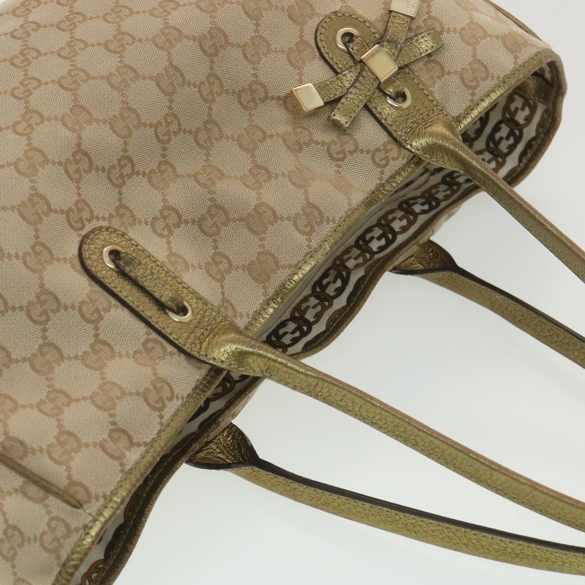 GUCCI GG Canvas Shoulder Bag Beige Gold 163805  38395