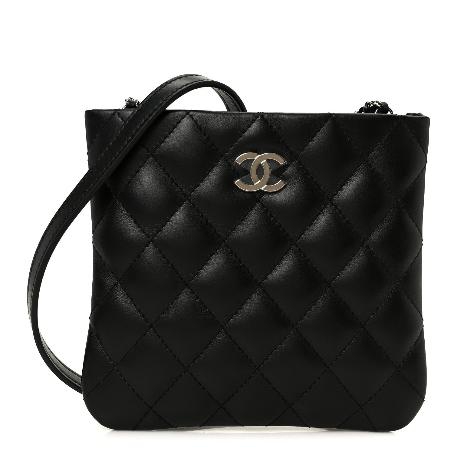 Chanel Lambskin Quilted Uniform Crossbody Bag Black