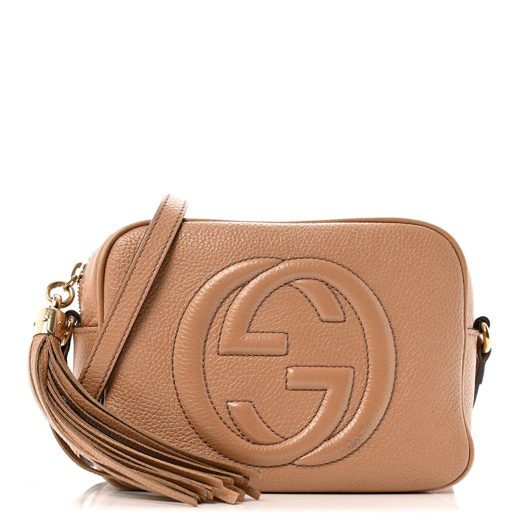 Gucci Pebbled Calfskin Small Soho Disco Bag Camelia