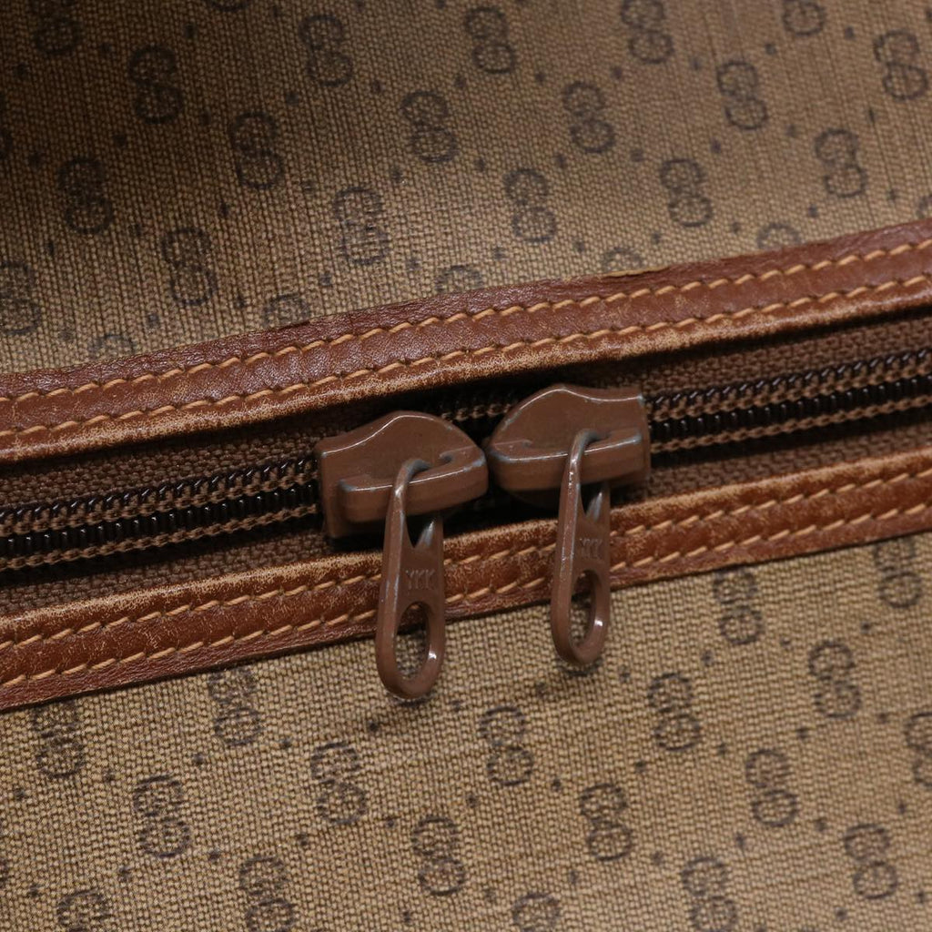 GUCCI Web Sherry Line Micro GG Canvas Boston Bag PVC Leather Brown  38417