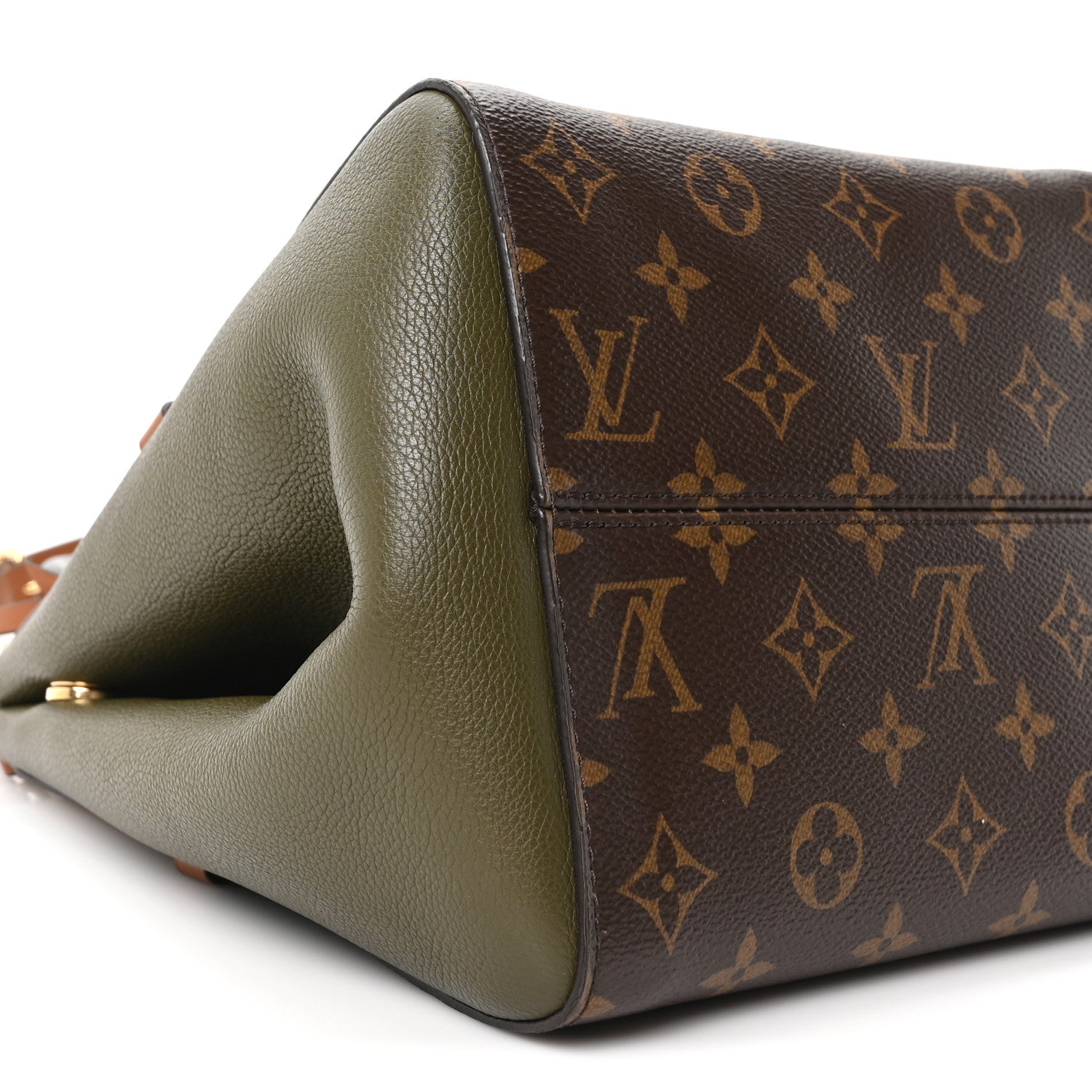 Louis Vuitton Calfskin Monogram Fold Tote Black Khaki Cream
