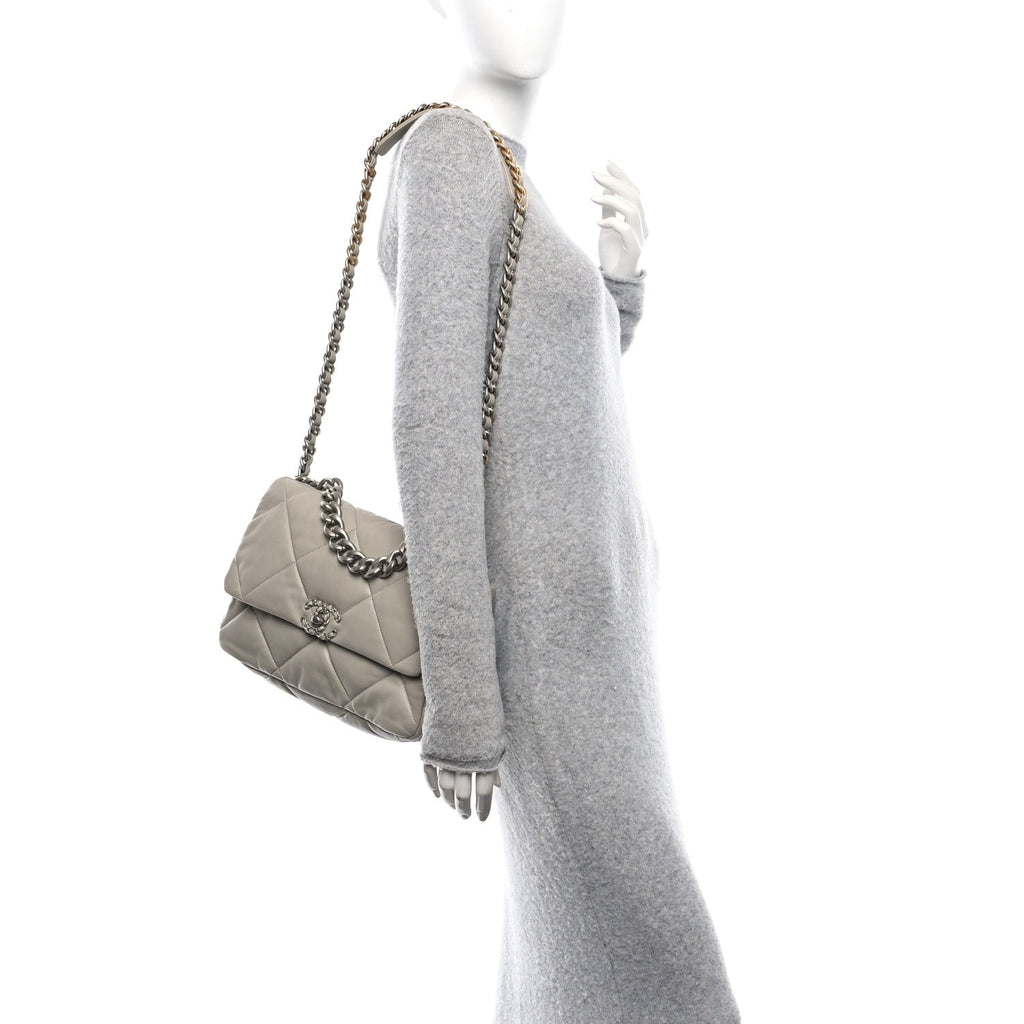 Chanel Lambskin Quilted Large Chanel 19 Flap Grey
