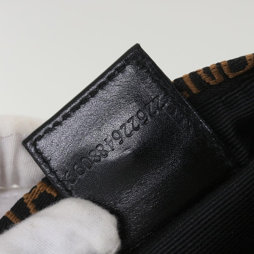 FENDI Hand Bag Nylon Black Brown  38483