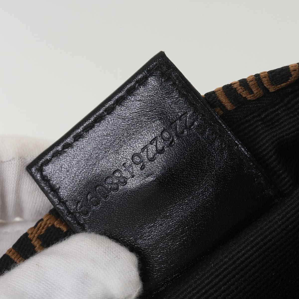 FENDI Hand Bag Nylon Black Brown  38483