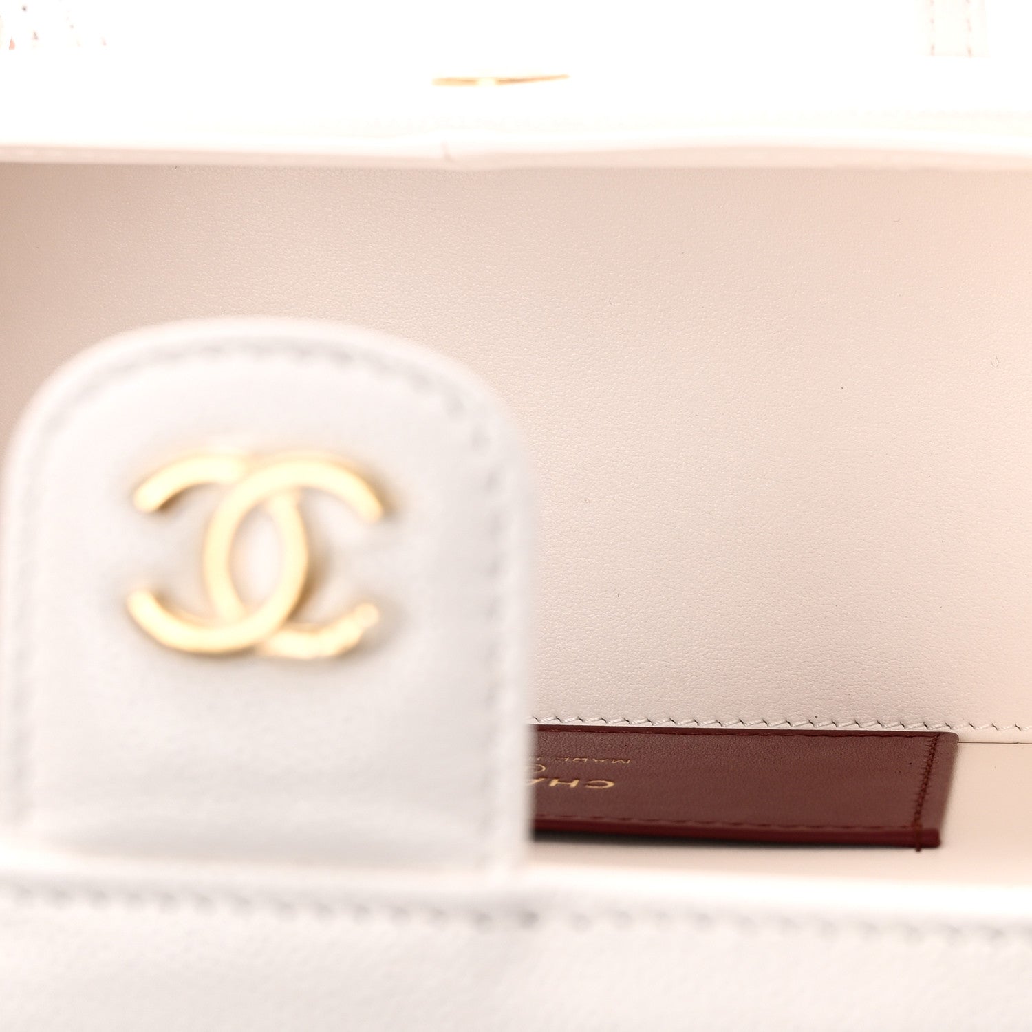 Chanel Shiny Caviar Preppy Coco Long Vanity With Strap White