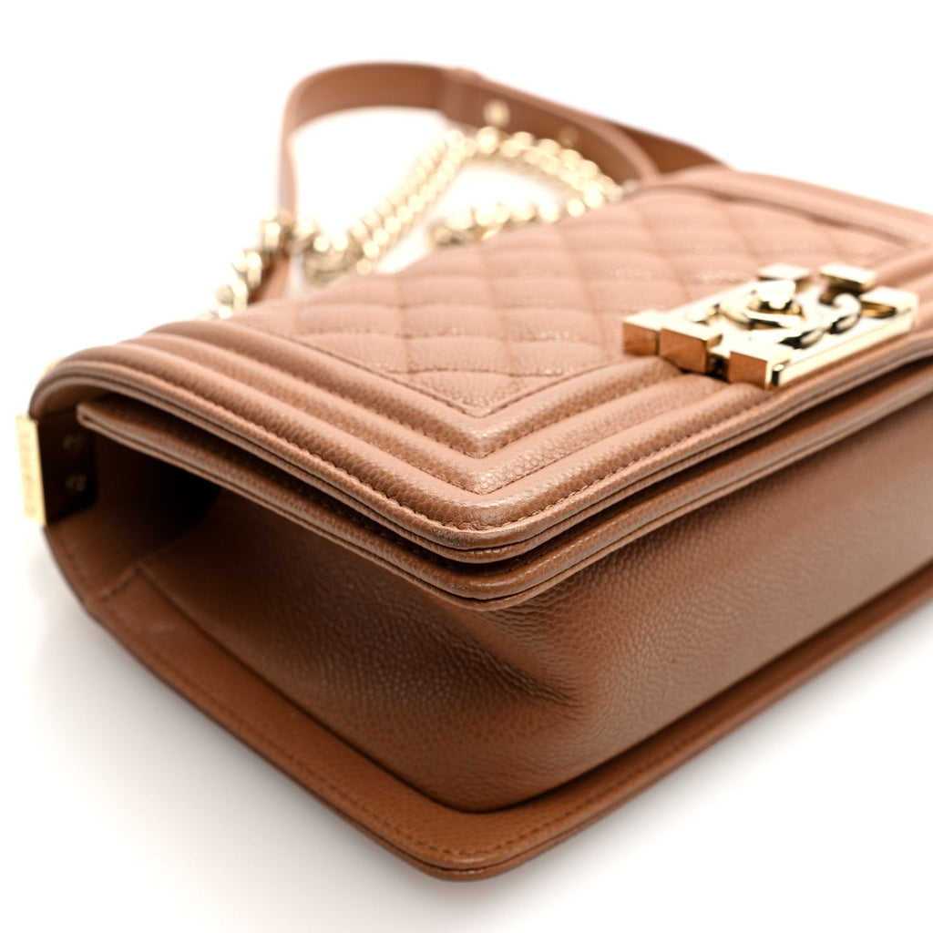 Chanel Caviar Quilted Small Boy Flap Beige