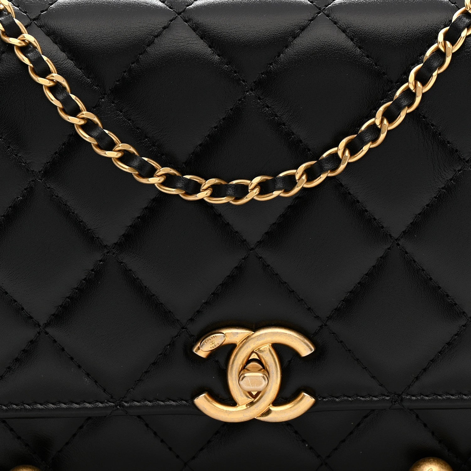 Chanel Calfskin Quilted Perfect Fit Wallet On Chain WOC Black