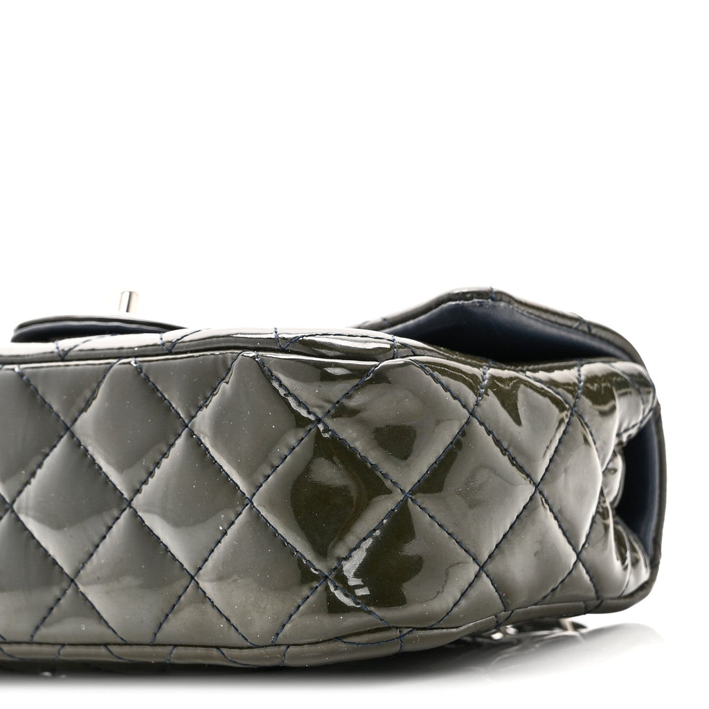 Chanel Patent Calfskin Quilted Mini Rectangular Flap Navy Blue