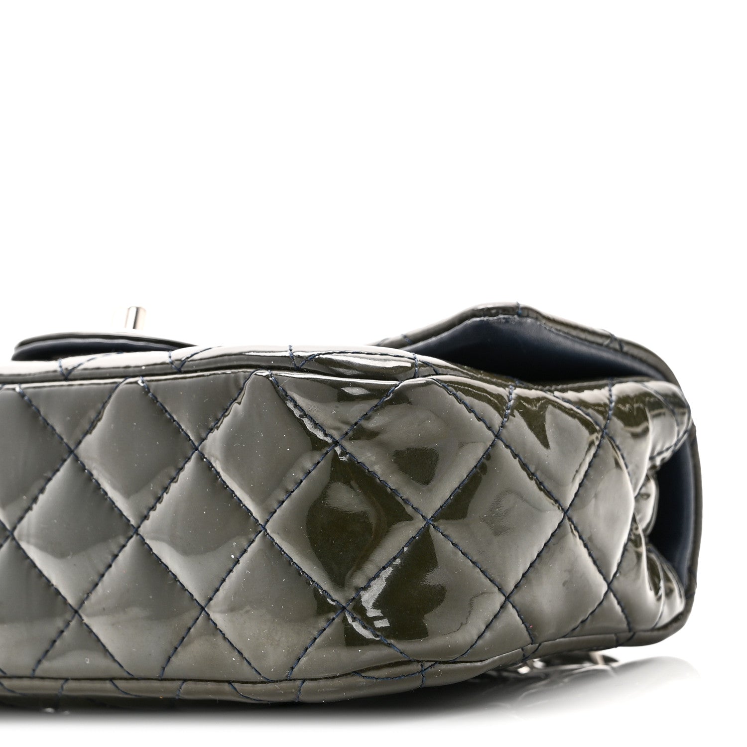 Chanel Patent Calfskin Quilted Mini Rectangular Flap Navy Blue