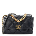 Chanel Goatskin Quilted Large Chanel 19 Flap Navy Blue