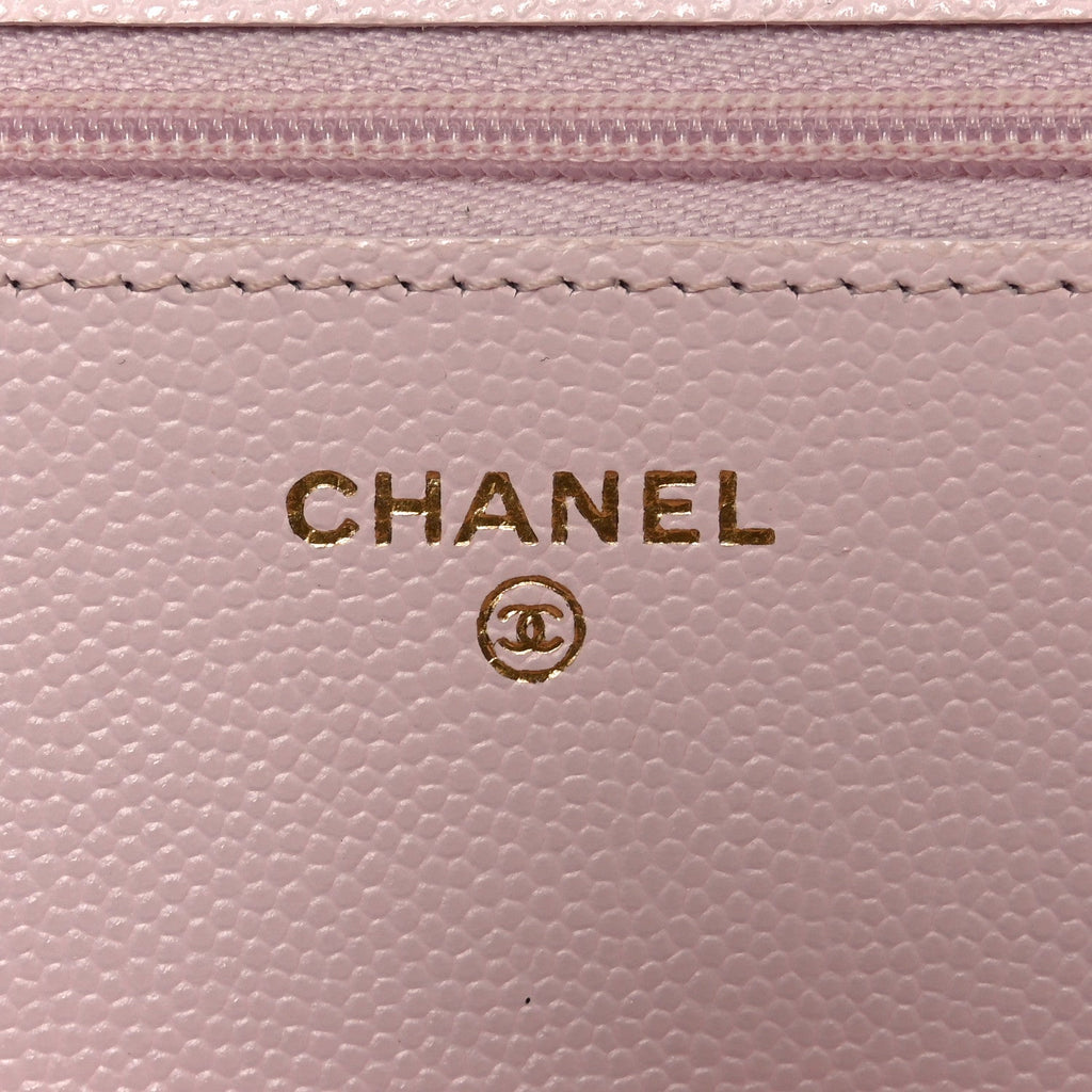 Chanel Caviar Quilted Wallet on Chain WOC Light Pink