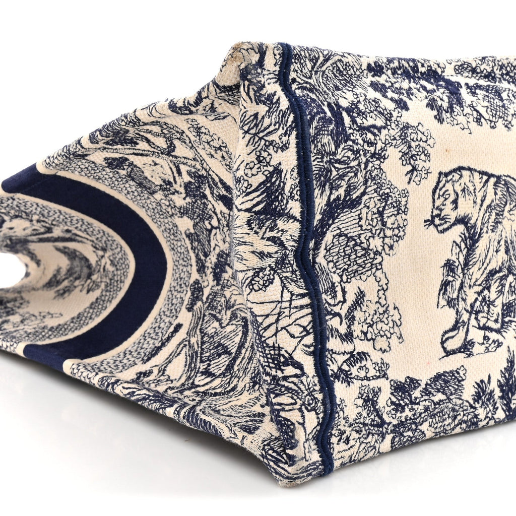 Christian Dior Canvas Embroidered Large Dioriviera Toile De Jouy Book Tote Blue