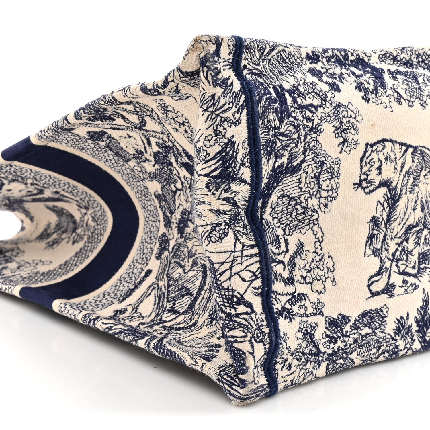 Christian Dior Canvas Embroidered Large Dioriviera Toile De Jouy Book Tote Blue