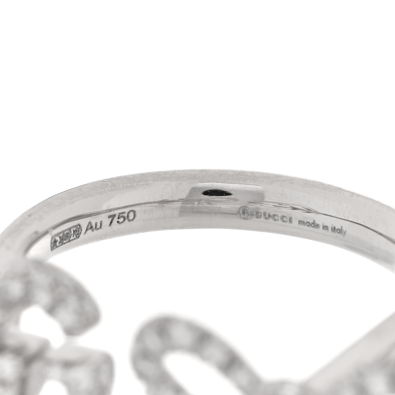 Gucci 18K White Gold Diamond Flora Bow Flower Ring M